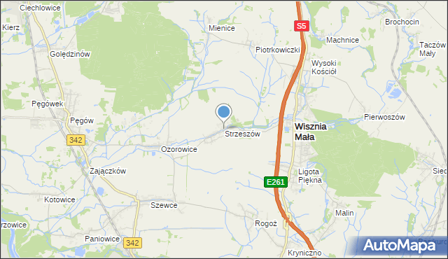 mapa Strzeszów, Strzeszów gmina Wisznia Mała na mapie Targeo